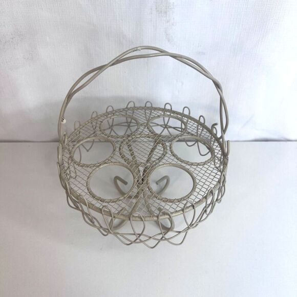 VTG Metal Wire Egg Display Carrier Countertop French Country Farmhouse Homestead - Picture 8 of 10